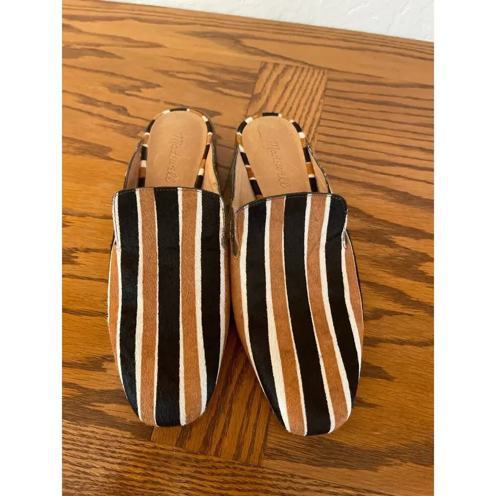 Madewell The Willa Calf skin  Striped mule size 8.5